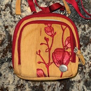 Haiku Red and Tan Floral Crossbody Bag / Handbag